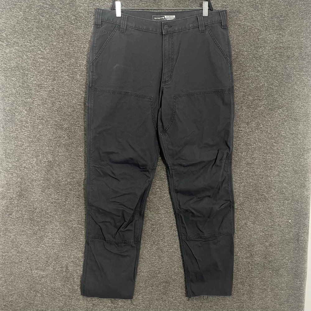 Carhartt Pants Mens‎ 38x32 Gray Rugged Flex Canvas Double Front Workwear